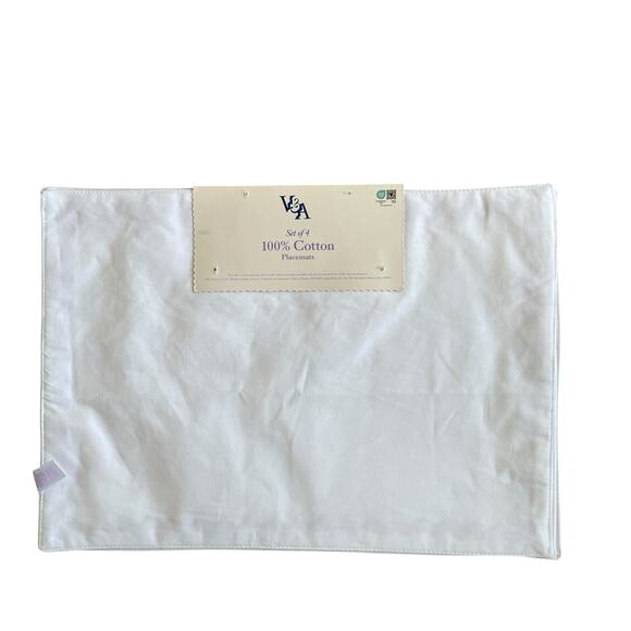 VALERIE AMELIA White Pink Ric Rack Trim Cotton Placemats 13x19 Set of 4 NEW - Picture 4 of 12